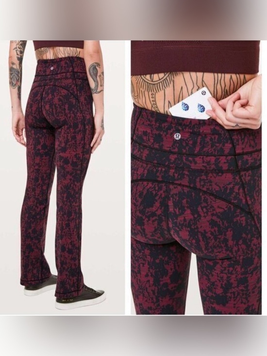lululemon athletica Pants - NWT Lululemon Groove Pant Bootcut Scatter Blossom Jacquard Garnet Black 4